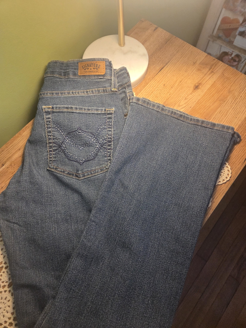 Signature Women's Relaxed Blue Denim Jeans with Heart Stitching